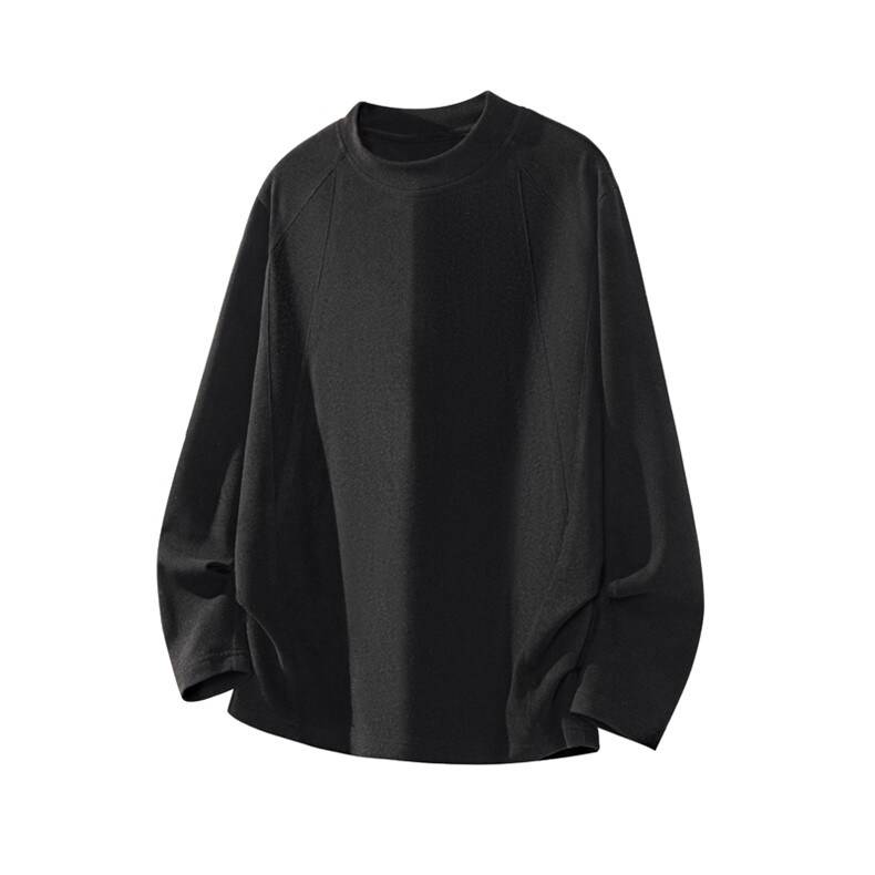 拼接长袖t恤男生春秋季纯色百搭基础款中性潮牌宽松圆领休闲衣服,男装T恤,电商A022
