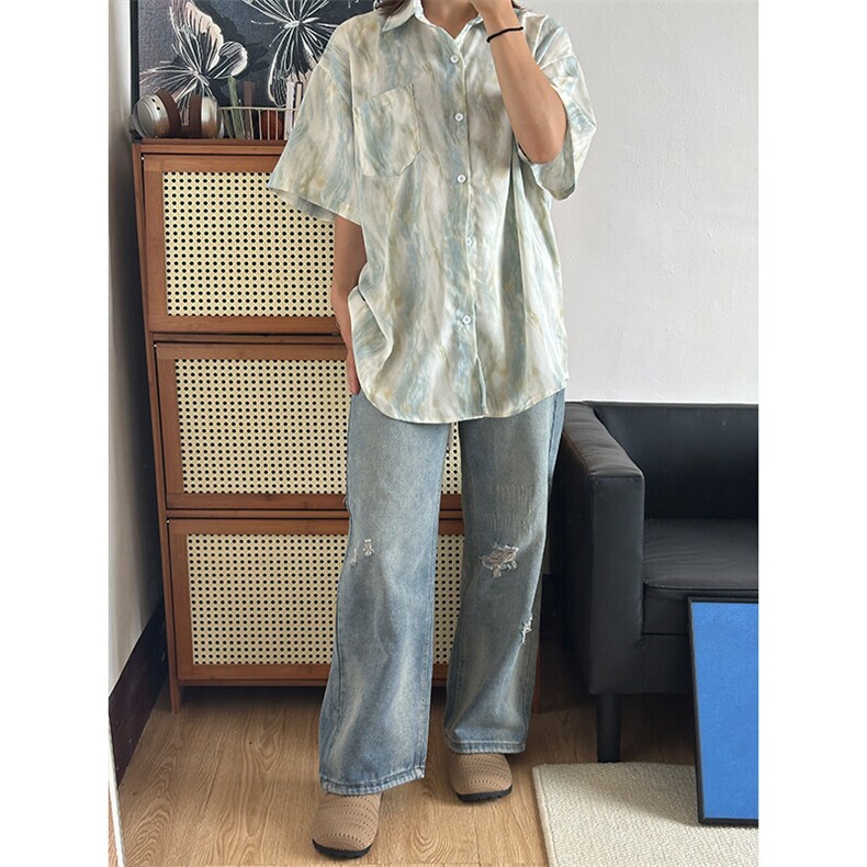 2025夏季新款港风夏威夷冰丝沙滩衬衫印花短袖CS309-P30,男装T恤,星座301C-5