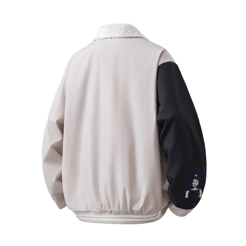 1立体白底刺绣拼接翻领羊羔毛大码M-5XL棉衣外套男8723P110控148,男装棉衣,星座227-7