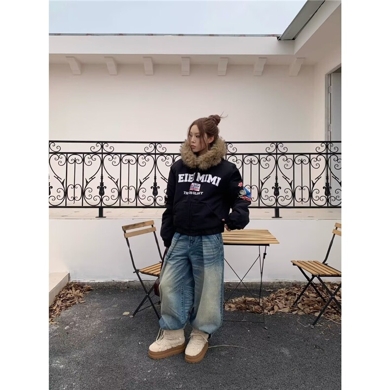 复古水洗牛仔裤宽松阔腿裤春秋男女显瘦百搭直筒裤拖地裤子长裤,男装牛仔裤,星座506A