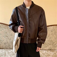 抖音得物高品质美式高街复古老钱风PU皮夹克外套男女短款机车皮衣，男装夹克，电商A486