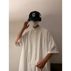夏季免烫新中式男装痞帅短袖衬衫潮牌宽松冰丝休闲衬衣CS0787-P35，男装衬衫，星座308B-2