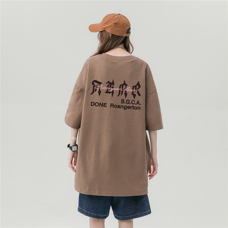 中性风新款夏季时尚百搭宽松字母印花100棉短袖T恤T1175P25控38,男装T恤,A247A