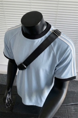 夏季两条杠运动短袖T恤宽松撞色休闲款上衣男女X61403-TP2549，男装T恤，电商A102