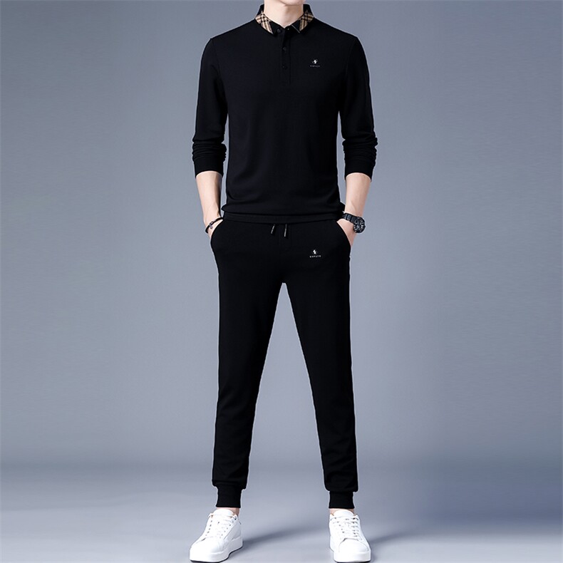 DZF-770钱塘2020-3秋季新款时尚休闲简约翻领中青年男士套装P102,男装休闲套装,钱塘207-3