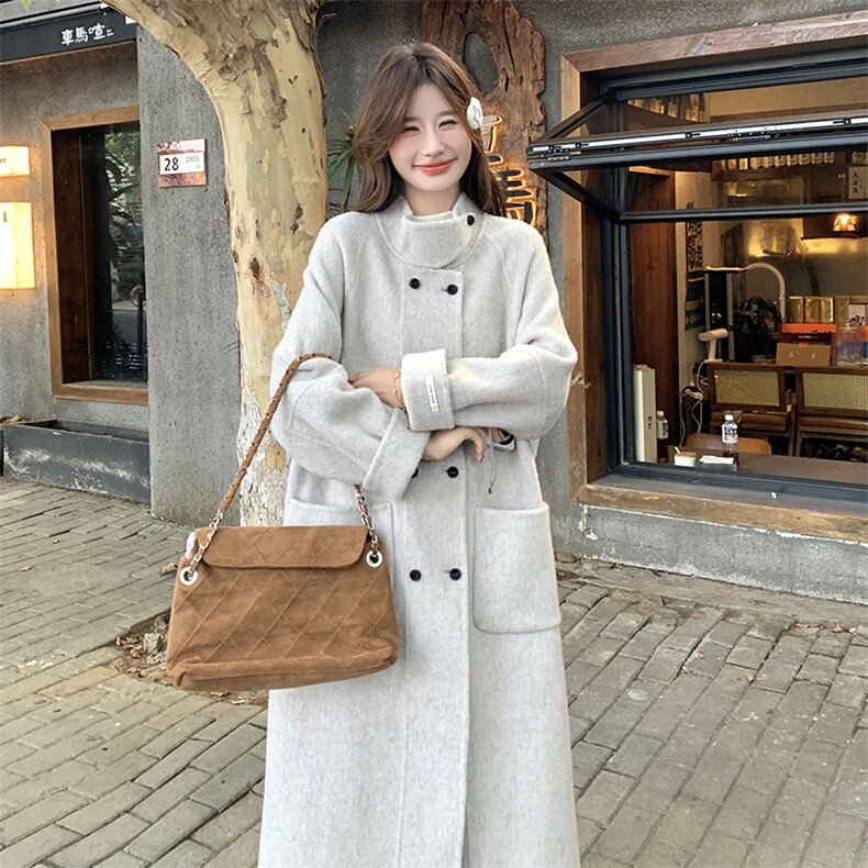 新款燕麦色呢大衣【现货+包】2C110-H7752-P275-K388,女装毛呢外套,2C110