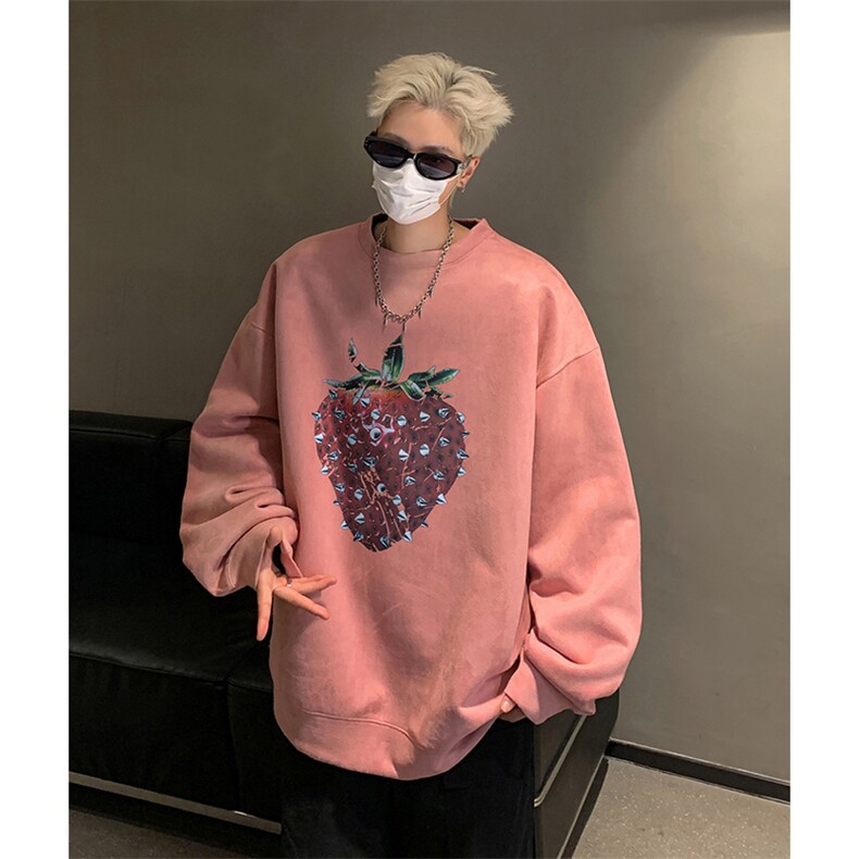 抖音得物供货提供视频秋冬重磅美式麂皮绒圆领卫衣JY332,男装卫衣,电商A486