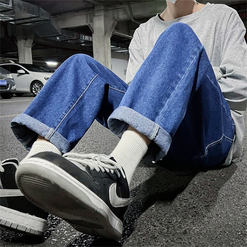 新品现货！水洗牛仔裤男女中性宽松直筒休闲九分裤A080-9291-P35,男装牛仔裤,电商A080