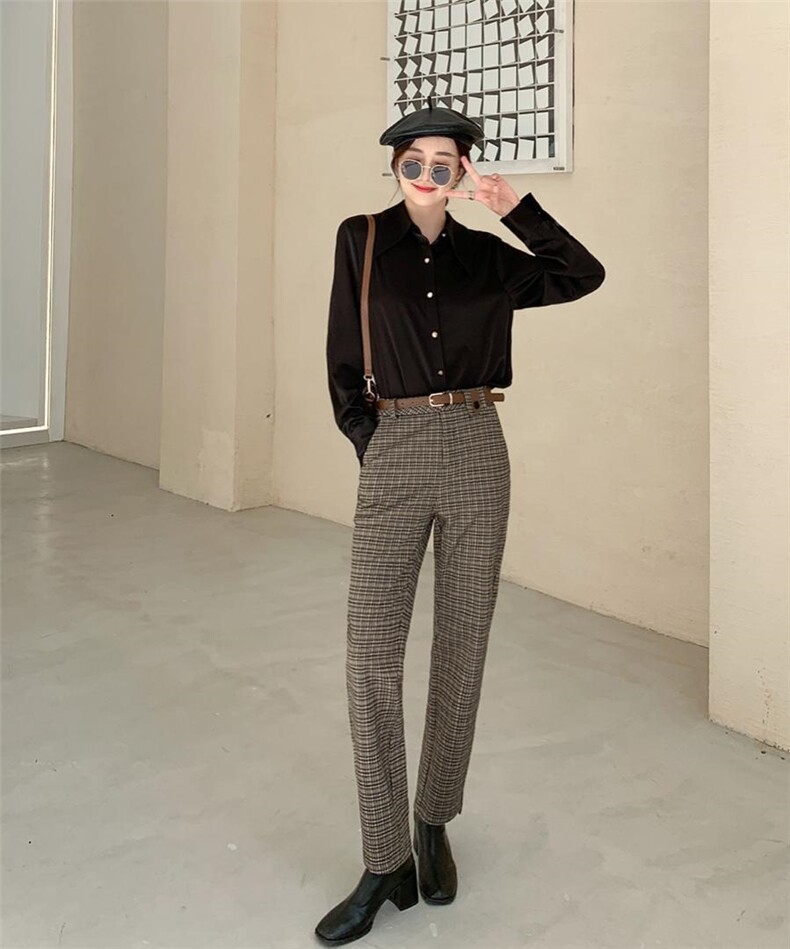 格子裤版型超好，其它，蘑菇扣