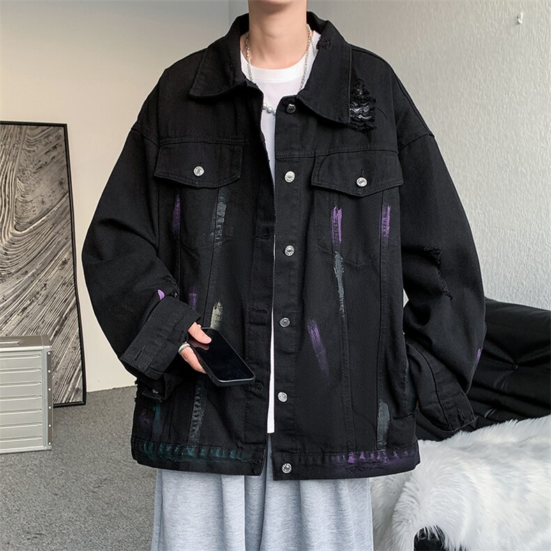 A689-P65日系青春流行翻领长袖夹克秋季潮流时尚百搭简约外套男,男装夹克,星座512-6