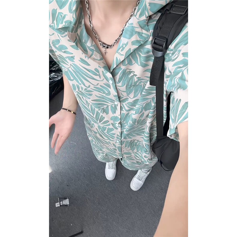 短袖衬衫男+短裤男套装男100%聚酯纤维M-5XL大码TZ78707P50控98,男装休闲套装,星座226-1