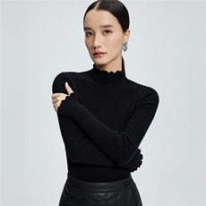 2025秋冬百搭时尚简约半高领打底修身针织衫，女装羊绒衫，玛卡隆羊绒