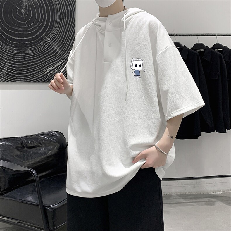LD54400-P45NASA连帽短袖t恤男大码胖子带帽五分袖中袖,男装T恤,电商A040