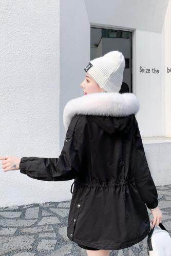 冬季新款大毛领中长款派克，女装，田间晨露