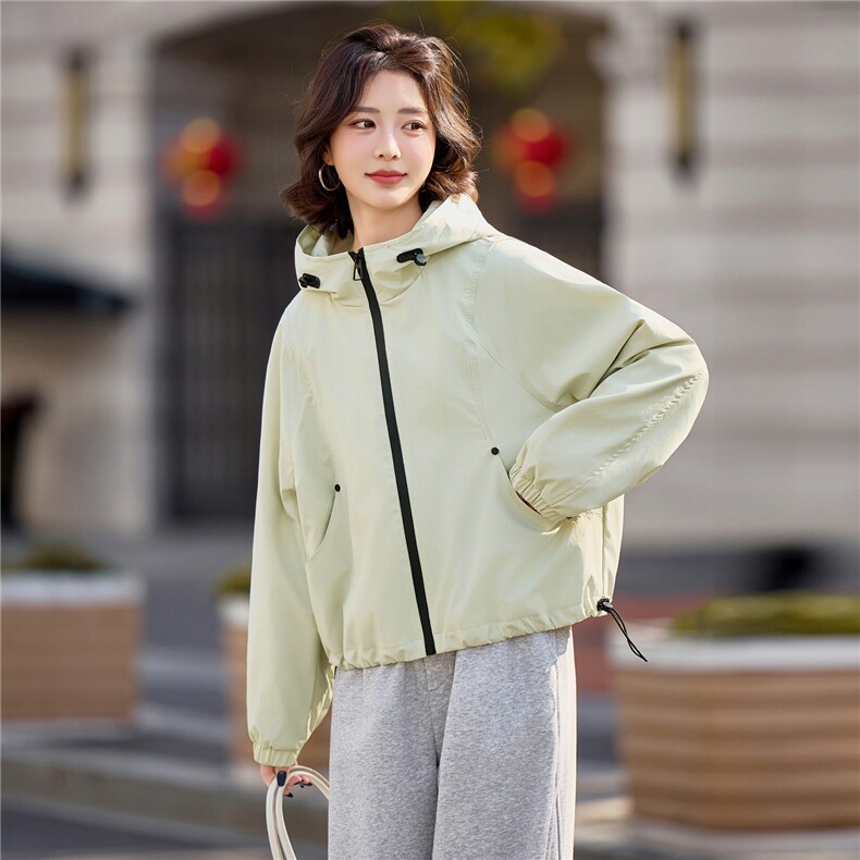 小个子短外套女2026年春季休闲风女士短款25-29周岁连帽,女装短外套,悦祺