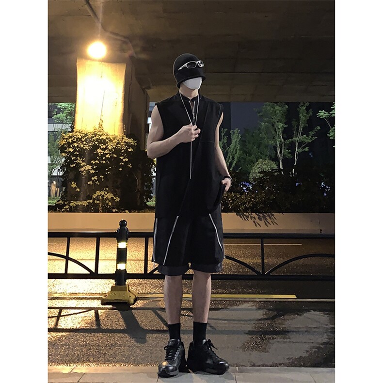 B221 美式ins高街暗黑小众假两件休闲短裤五分裤 LK23062-P55控78图片