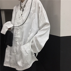 新中式潮复古暗龙纹盘扣风禅意衬衫唐装外套男装WS100-P45，男装衬衫，星座1008