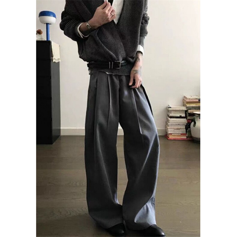 垂感打褶阔腿西裤男直筒cleanfit美式高级休闲西装裤XK402,男装西服套装,星座1116A（原606A-3）