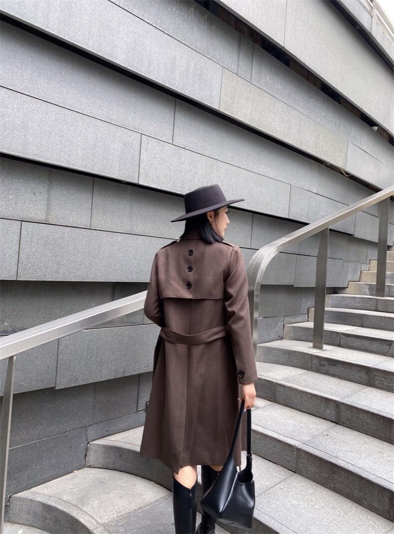 【现货】2021秋季长款风衣精纺TR面料系列款，女装风衣，蓝典