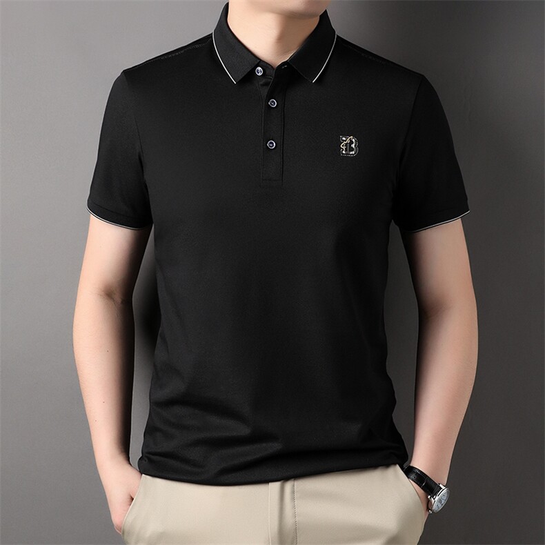 夏季新款男士短袖T恤商务休闲翻领刺绣宽松男中年纯色半袖POLO衫,男装T恤,电商B212（原钱塘6029）
