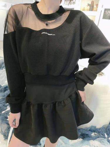 网纱拼接小卫衣～黑，白两色，女装卫衣/绒衫，LOVELS