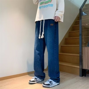 复古抽绳牛仔裤男潮牌oversize直筒高街vibe美式街头裤子DN24-P45图片