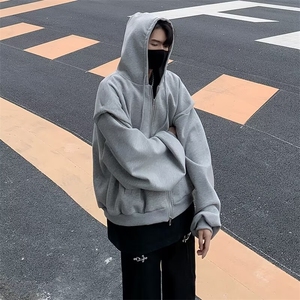 垫肩卫衣开衫男拉链设计感连帽宽松立体层次感外套潮WC400-P46图片
