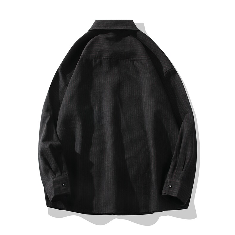 日系复古竖条纹长袖衬衫男宽松百搭休闲衬衣DX811P50控78,男装衬衫,电商B413-1