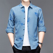 中年男士长袖衬衫40-50岁2023秋季新款中老年爸爸衬衣薄款，男装衬衫，电商B212（原钱塘6029）