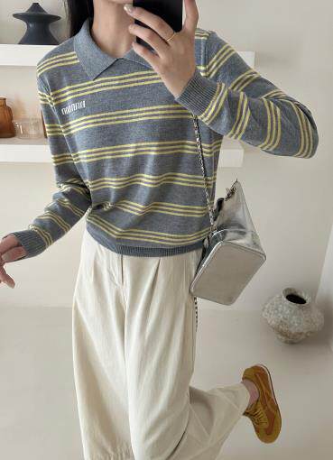 2025百搭时尚条纹上衣简约，女装针织衫/毛衣，羿纯羊绒高端店