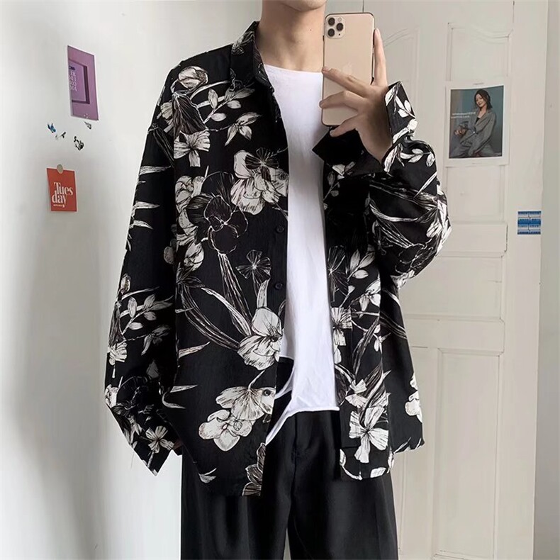 男秋季新款长袖碎花衬衫 C165 P28图片