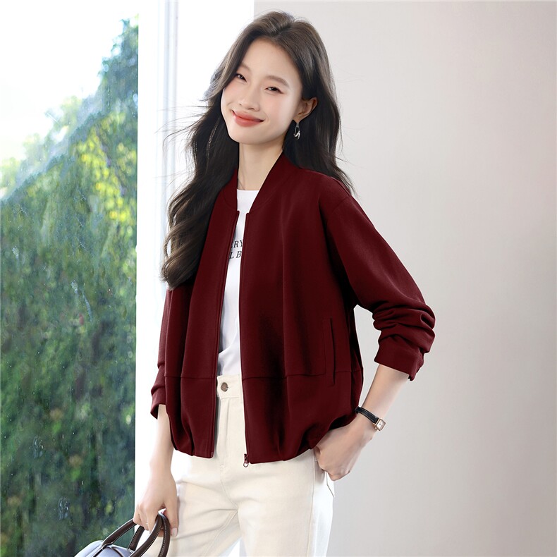 休闲立领短外套女2025早春秋新款百搭显瘦流行棒球服夹克上衣，女装短外套，涵誉