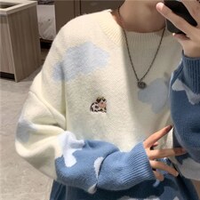 毛衣男宽松卡通套头针织衫港风ins韩版潮流百搭学生线衣5053-p40图片