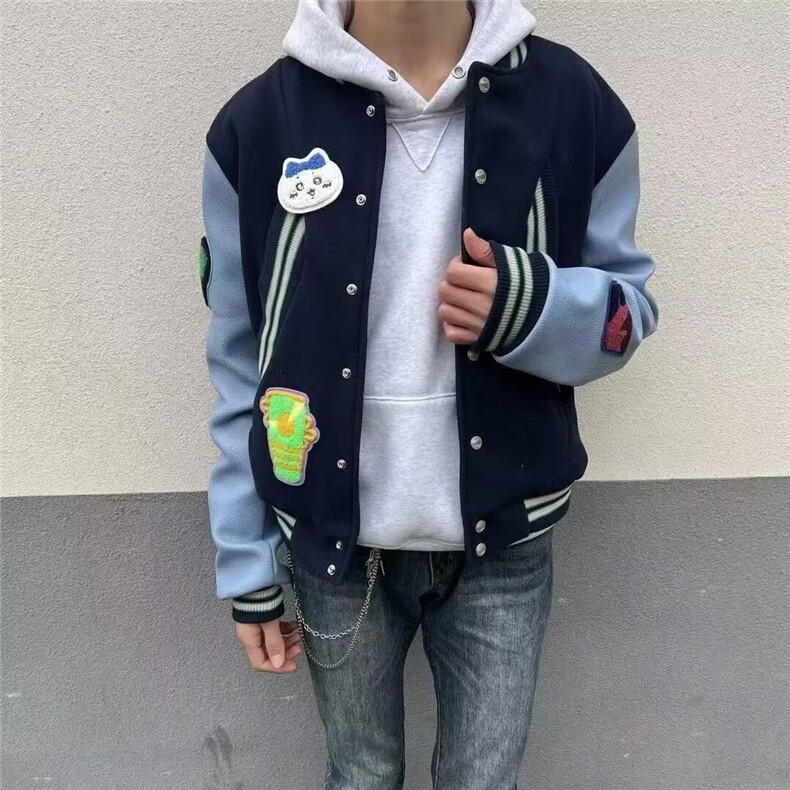 1506-1/JM2121/P66美式复古拼接徽章刺绣毛呢棒球服夹克男女潮牌,男装夹克,星座1506-1