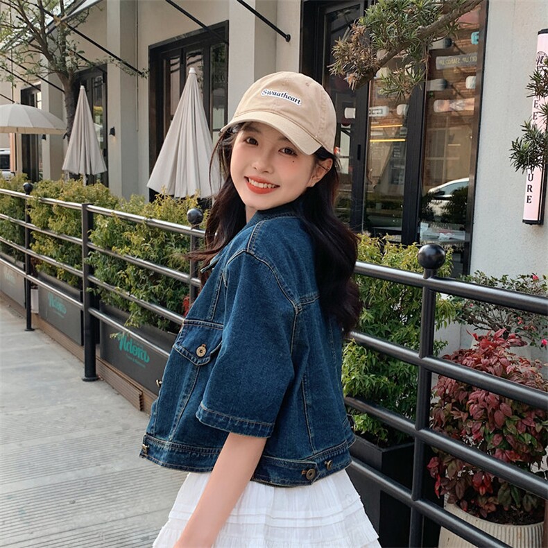 黑色牛仔工装风夏季女2025新款韩版复古宽松减龄半身裙,女装牛仔外套,微微衣阁