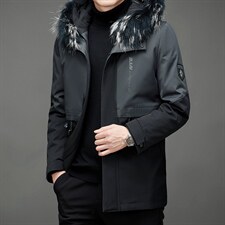 MJ-21016冬季男士派克服可脱卸加绒内胆连帽中长款风衣P450，男装风衣，电商B360