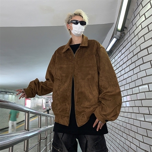 麂皮绒美式猎装外套男高级感潮牌飞行夹克美拉德穿搭图片