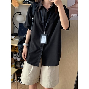 薄款冰丝短袖衬衫男简约纯色垂感休闲痞帅衬衣 CS288-P20图片