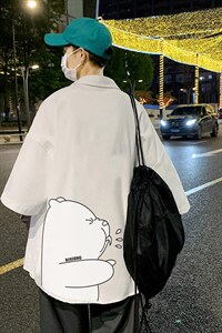 ！夏款港风冰丝衬衣男黑寸衫男白短袖衬衫男DXC281-P30图片