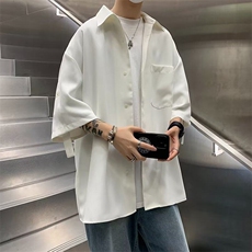 2025夏季新款男士休闲短袖衬衫宽松衬衣CC835，男装T恤，星座1108