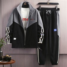 秋季新款学生立领拼接大码港风夹克外套休闲运动套装男TZD13P130，男装休闲套装，电商B226