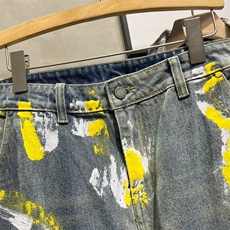 美式高街涂鸦彩绘印花多口袋直筒牛仔裤男潮牌小众显瘦百搭直筒裤，男装牛仔裤，星座506A