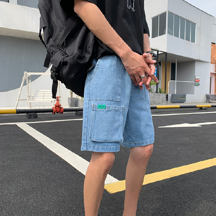 NZ610 男士牛仔短裤直筒宽松五分裤夏季2021新款5分工装休闲图片