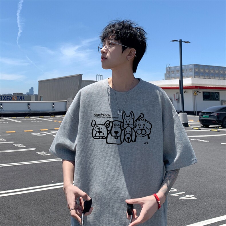 量大优！ 供视频！港风 华夫格短袖T恤半袖男HT232-特P18图片
