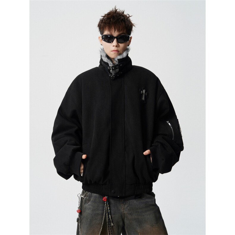 706-LK6212-P118现货冬季男士座山雕十字架加厚棉服保暖外套,男装棉衣,星座706