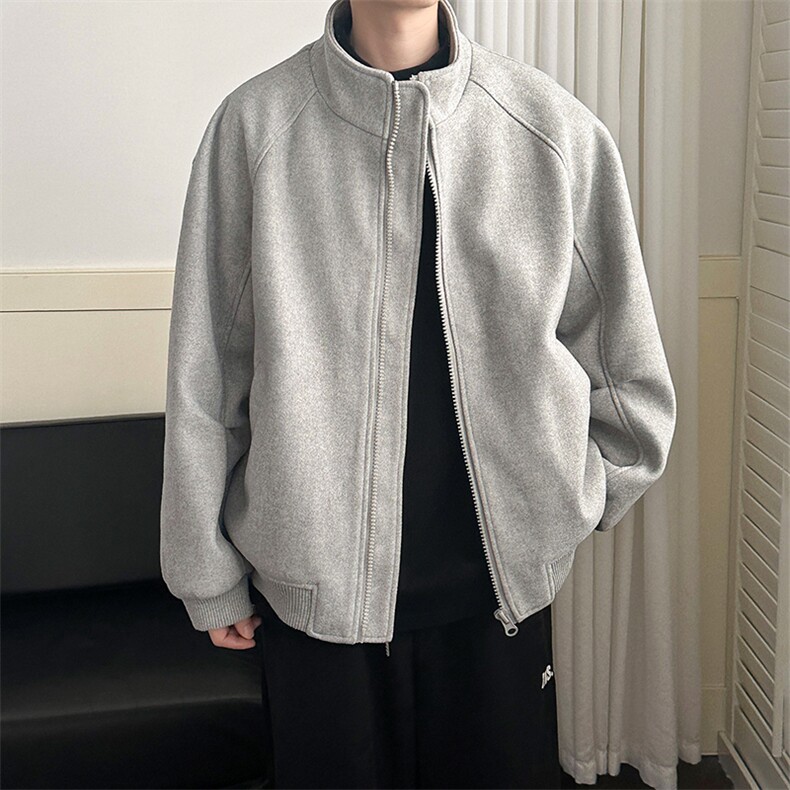 秋冬现货新款呢料外套男立领休闲呢子夹克A351-AJ2519-P115控168,男装夹克,电商A351