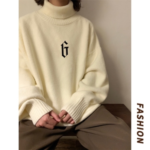 高质量！秋冬季高领毛衣男士加绒加厚翻领针织衫男毛衣FL84-P45