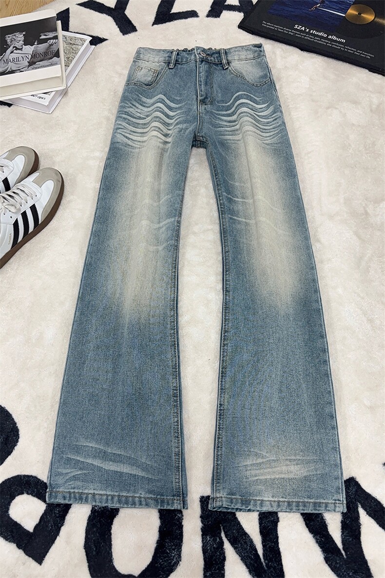 B221美式ins高街暗黑重工艺修身微喇牛仔裤LK26624-特P45控78,男装牛仔裤,电商B221