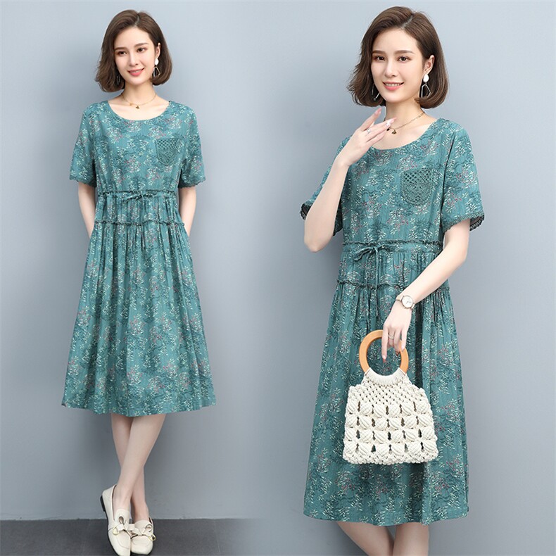 时尚碎花系带连衣裙优雅显瘦气质女神必备甜美清新,女装连衣裙,涵誉