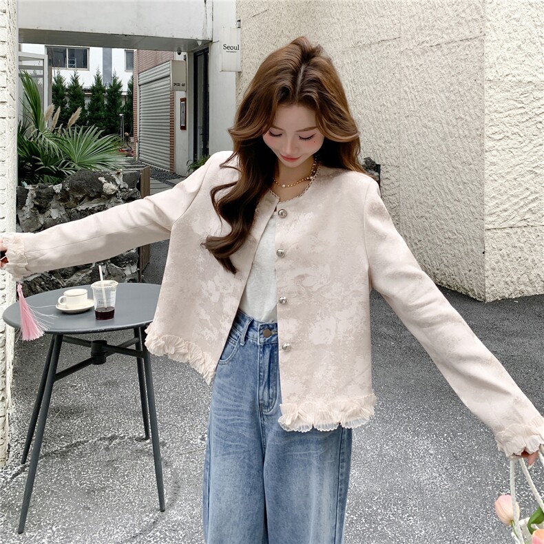 【】春季新款新中式木耳边短外套2C057-8201-P160-K258,女装短外套,2C057